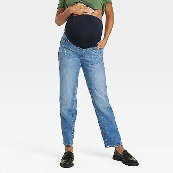 Isabel Maternity by Ingrid & Isabel Over Belly 90's Straight Maternity Jeans 6 - Picture 1 of 6